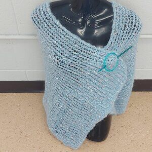 Beautiful shawl, ladies stole, shoulder wrap, hand knitted, open weave.